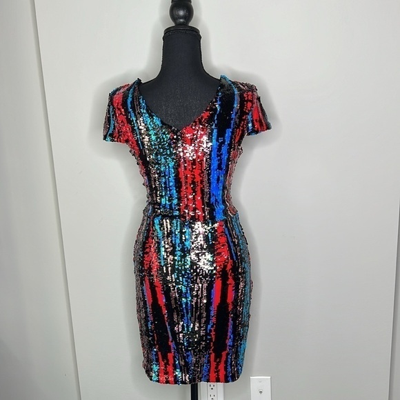Dress the Population Zoe Sequin Mini Dress Rouge Red Size Small NWOT - Picture 10 of 14